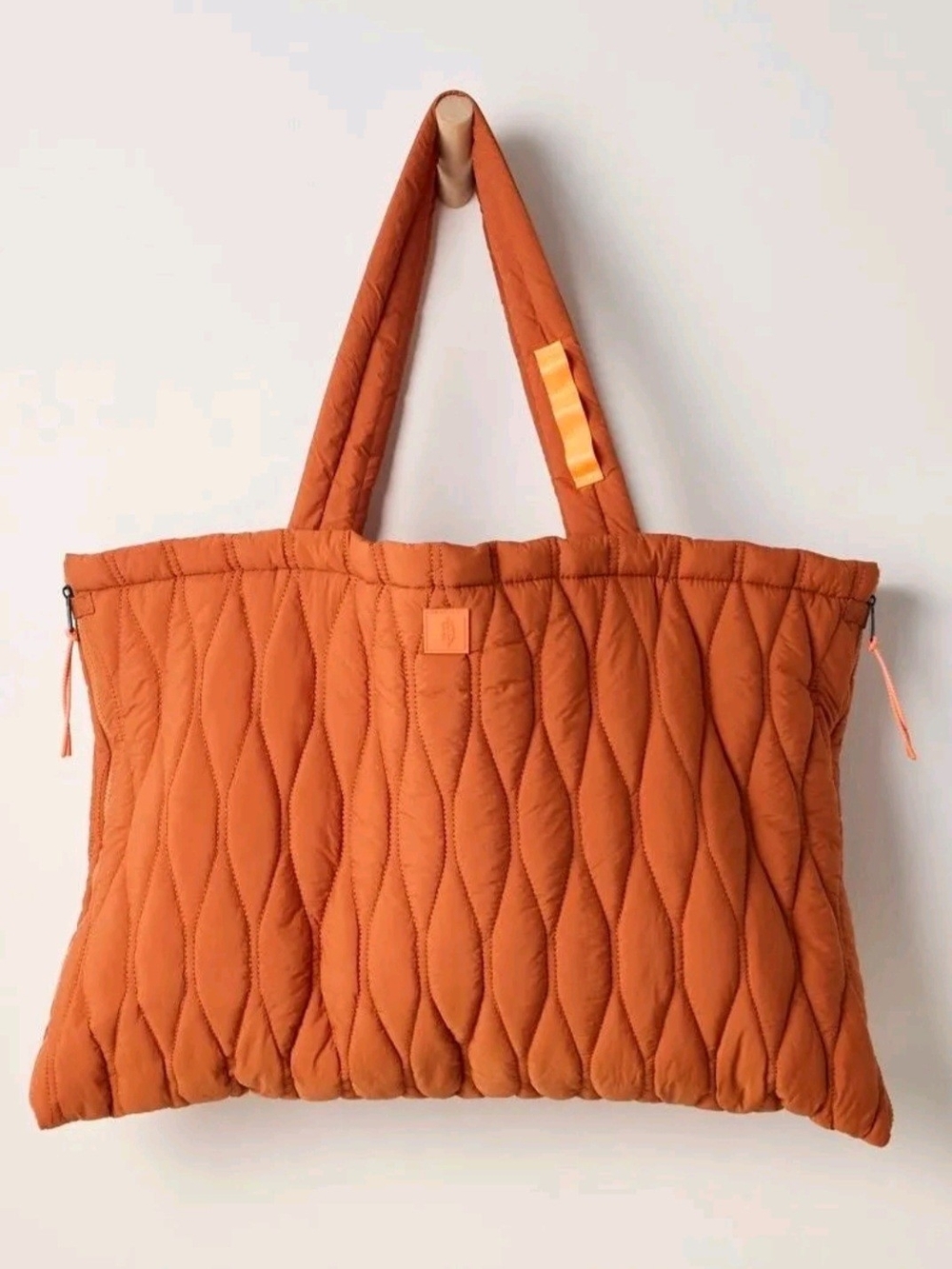 Free People Quilted Fold Out Blanket Tote Bag Rust Orange - New